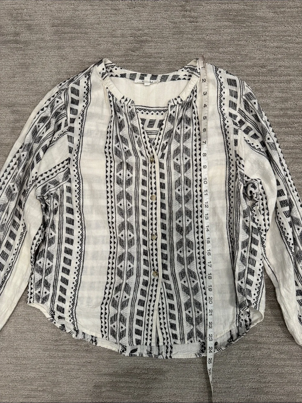 Splendid Freesia Embroidered Long Sleeve Linen Top Size Small
